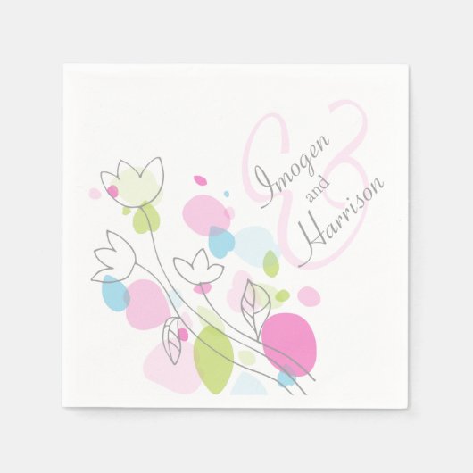 Matige confetti flower bruiloft servetten (Voorkant)