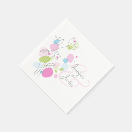 Matige confetti flower bruiloft servetten (Hoek)
