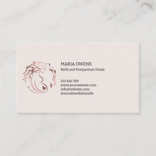 Matige geboorte Postpartum Doula Verloskundige Bor Visitekaartje (Achterkant)