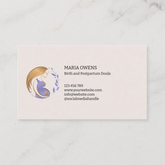Matige geboorte Postpartum Doula Verloskundige Bor Visitekaartje (Achterkant)