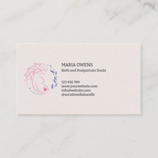 Matige geboorte Postpartum Doula Verloskundige Bor Visitekaartje (Achterkant)