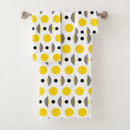 Matige Gele Grijze Cirkel Dot Bad Handdoek
