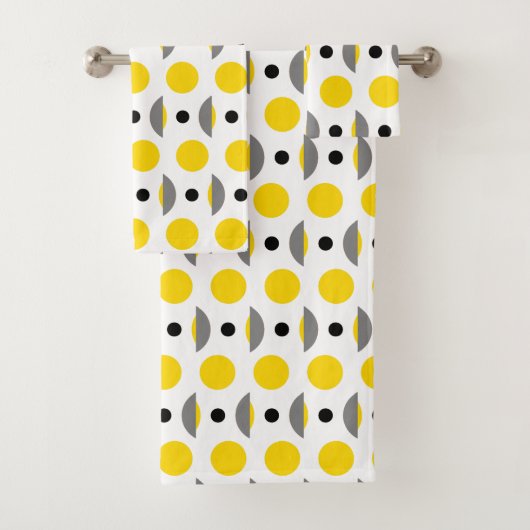 Matige Gele Grijze Cirkel Dot Bad Handdoek (Insitu)