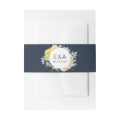 Matige gele rozen marineblauwe waterverf bruiloft uitnodigingen wikkel (Voorkant Voorbeeld)