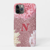 Matige glans Roze Initiaal en naam Glitter Case-Mate iPhone Case (Achterkant)