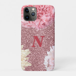 Matige glans Roze Initiaal en naam Glitter Case-Mate iPhone Case