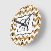 Matige Gold Chevron Monogram Initiaal wandklok (Hoek)