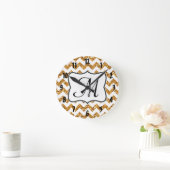Matige Gold Chevron Monogram Initiaal wandklok (Huis)