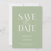 Matige groene elegant waterverf botanisch save the date (Voorkant)