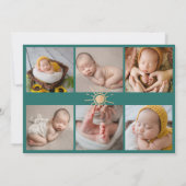 Matige kleine zonneschijn geboorte foto-collage ge aankondiging (Achterkant)