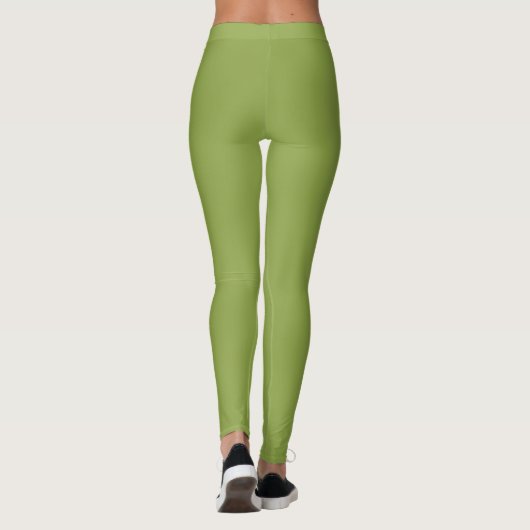 Matige limoengroene effen kleur leggings (Achterkant)