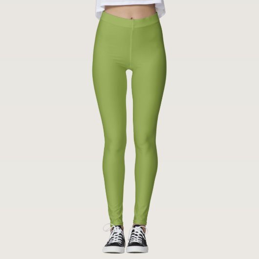 Matige limoengroene effen kleur leggings (Voorkant)