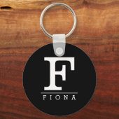 Matige monogram initiaal zwart-wit sleutelhanger (Voorkant)