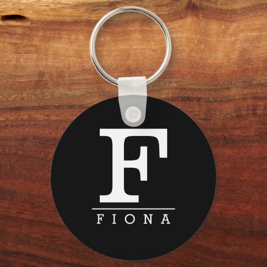 Matige monogram initiaal zwart-wit sleutelhanger (Voorkant)