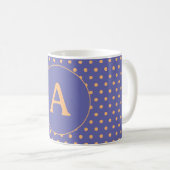 Matige monogram Periwinkle Perzikpok Dot Koffiemok (Voorkant rechts)