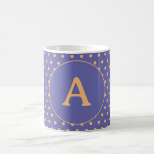 Matige monogram Periwinkle Perzikpok Dot Koffiemok