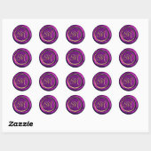 Matige Paarse en goudmonogram waszegels Ronde Sticker (Vel)