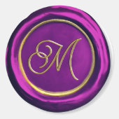 Matige Paarse en goudmonogram waszegels Ronde Sticker (Voorkant)