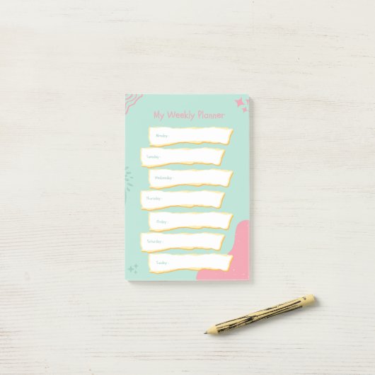 Matige pasteelkleuren weekblad post-it® notes (Op bureau)