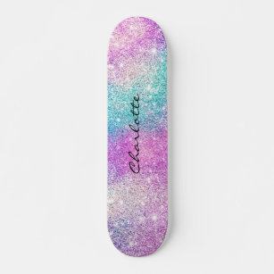 Matige regenboognebula sparkles girale glitter persoonlijk skateboard
