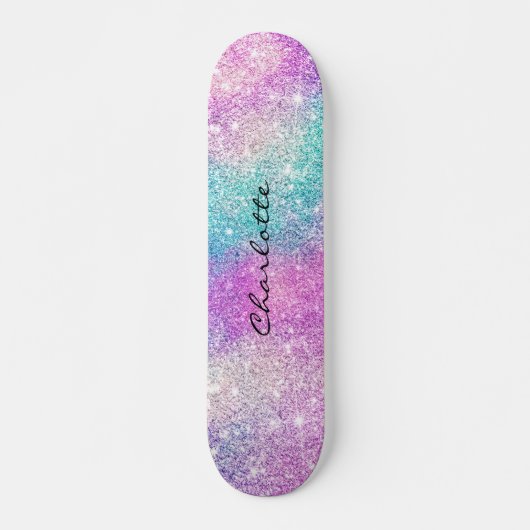 Matige regenboognebula sparkles girale glitter persoonlijk skateboard (Voorkant)