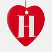 Matige rode monogram initiaal typografie keramisch ornament (Rechts)