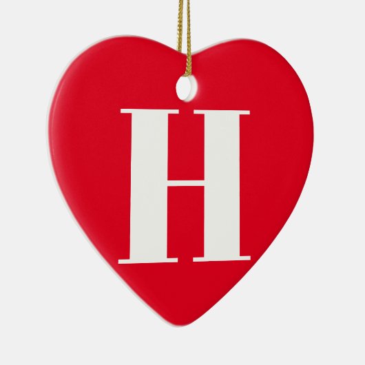 Matige rode monogram initiaal typografie keramisch ornament (Rechts)