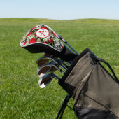 Matige rode rozen bouquet met monogram en naam golfheadcover (Insitu)