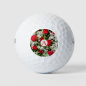 Matige rode rozen bouquet met monogram golfballen (Voorkant)