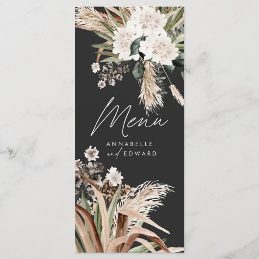 Matige rustige pampas eucalyptus botanische elegan menu (Voorkant)