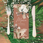 Matige rustige pampas eucalyptus botanische elegan menu<br><div class="desc">Moderne schuur- en boerderijboerderij,  bijtende botanische bosmische natuurpamapegras en botanische eucalyptus bruiloft van het menu van de kantoorbenodigdheden. Mooie handgedrukte gedroogde botanische florale waterverven en scripttekst. Modern op het gebied van trendmatige natuurlijke,  sage groene,  roest,  terracotta,  bruin en zwart ontwerp.</div>