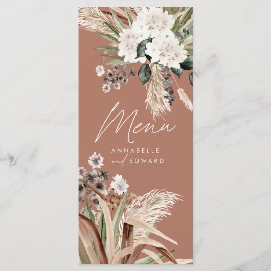 Matige rustige pampas eucalyptus botanische elegan menu (Voorkant)