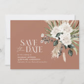 Matige rustige pampas eucalyptus botanische elegan save the date (Voorkant)