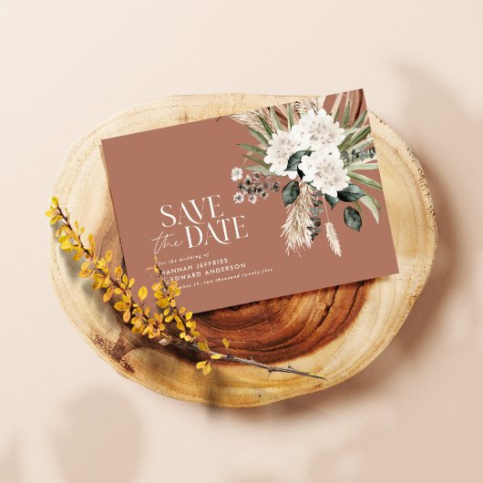 Matige rustige pampas eucalyptus botanische elegan save the date