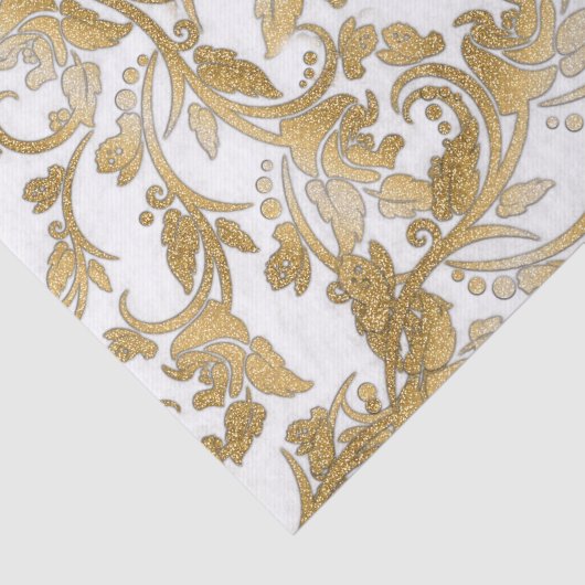 Matige smeltkroes goudwitte glitterbloemen tissuepapier (Detail)