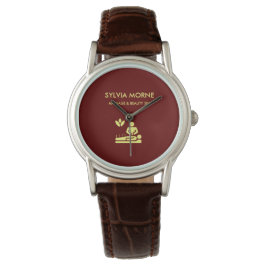 Matige spa gele silhouette maroon horloge