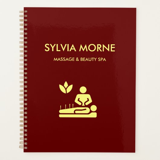 Matige spa gele silhouette maroon planner (Voorkant)