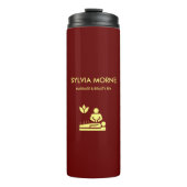 Matige spa gele silhouette maroon thermosbeker (Voorkant)