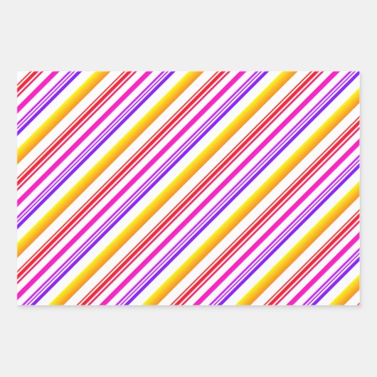 Matige strepen blauw bruin rood roze paars geel inpakpapier vel (Voorkant 2)