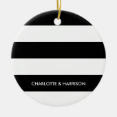 Matige strepen monogram zwart-wit keramisch ornament (Voorkant)
