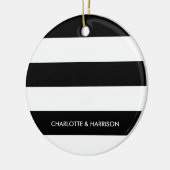 Matige strepen monogram zwart-wit keramisch ornament (Links)