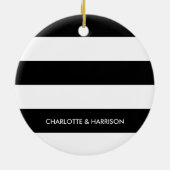 Matige strepen monogram zwart-wit keramisch ornament (Achterkant)