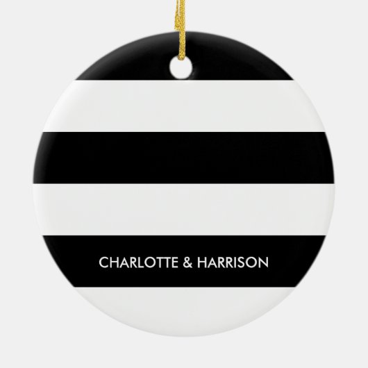 Matige strepen monogram zwart-wit keramisch ornament (Achterkant)