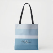 Matige tinten van monogram blauwgroen strepen tote bag (Voorkant)