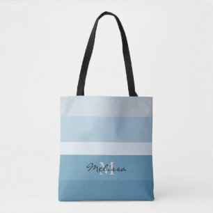 Matige tinten van monogram blauwgroen strepen tote bag
