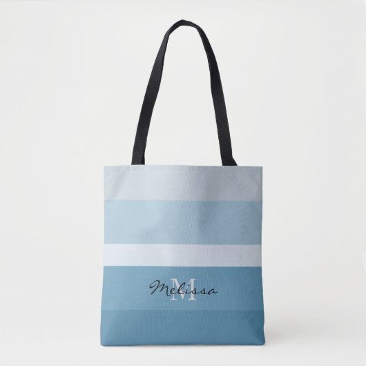 Matige tinten van monogram blauwgroen strepen tote bag (Voorkant)