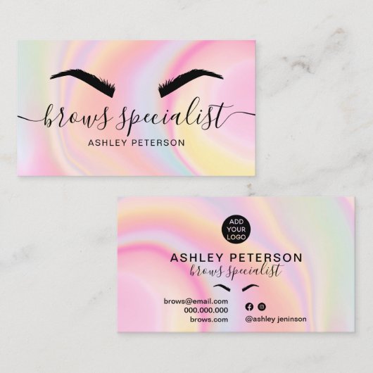 Matige trendy roze regenboogeenhoornmarmer visitekaartje (Voorkant / Achterkant)