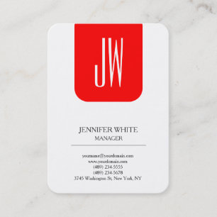 Matige trendy witte rode monogram visitekaartje
