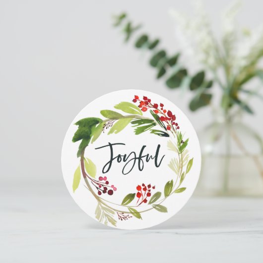 Matige waterverf botanische joyle elegant feestdagenkaart (Staand voorkant)