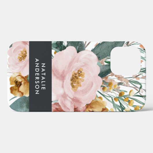 Matige waterverf floraal en blaaselegant Case-Mate iPhone case (Achterkant (horizontaal))